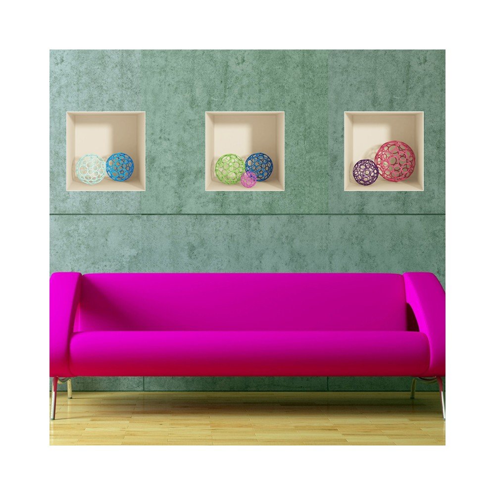 Sada 3 samolepek s 3D efektem Fanastick Spheres v:758758