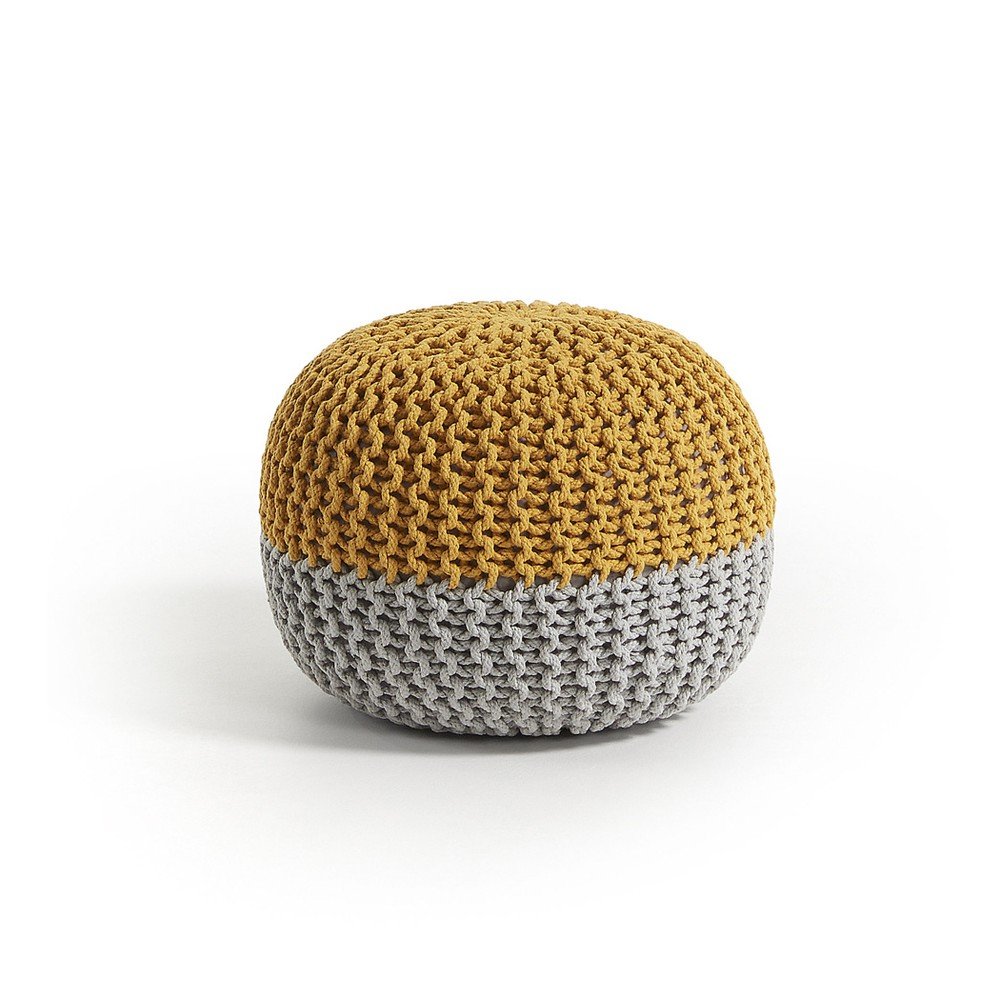 Hořčicově žluto-šedý sedací puf La Forma Arieh, Ø 50 cm v:956928