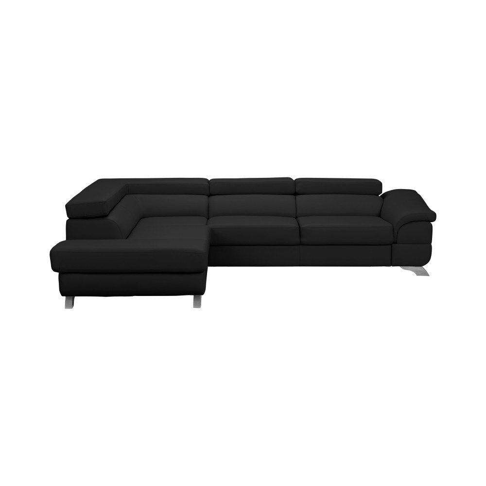 Tmavě šedá kožená rozkládací rohová pohovka s úložným prostorem Windsor & Co Sofas Gamma, levý roh v:1071768