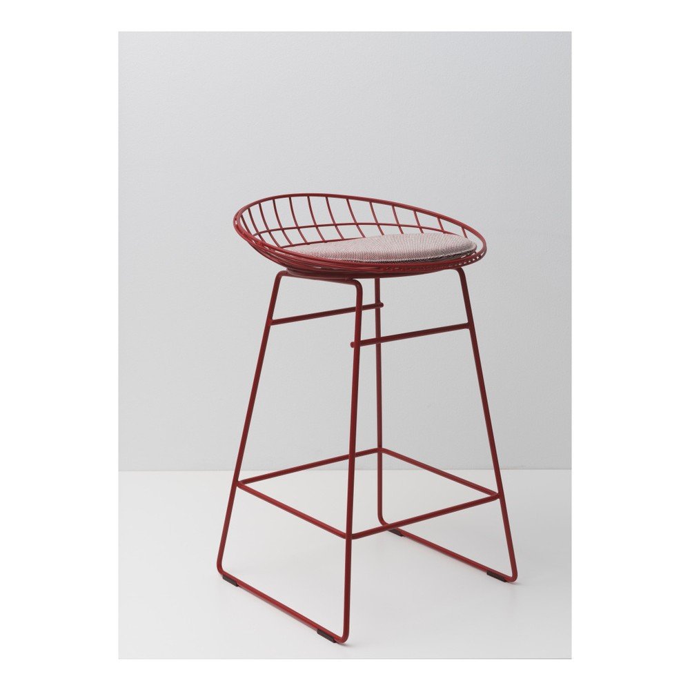 Červená drátěná stolička s podsedákem Pastoe, 64 cm v:712278