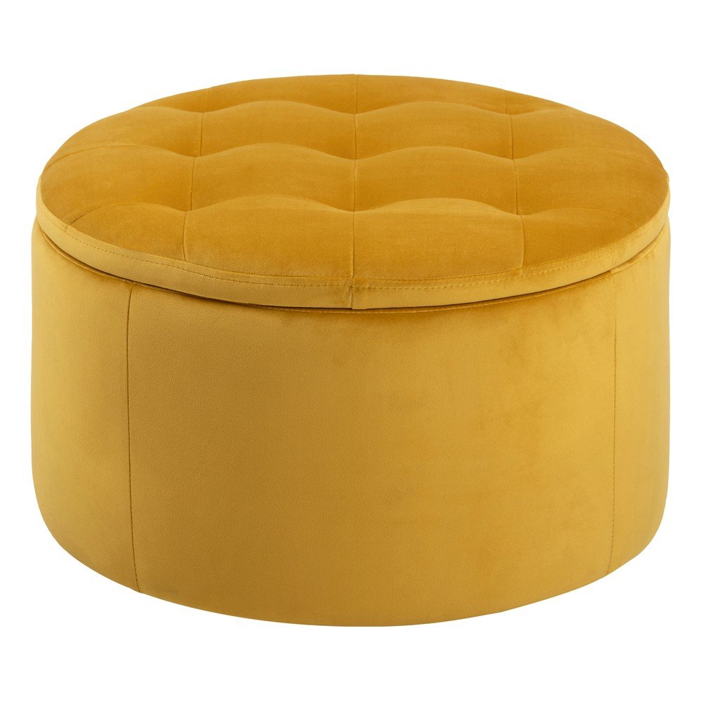 Žlutý sametový puf Actona Retina, ⌀ 60 cm v:1355871