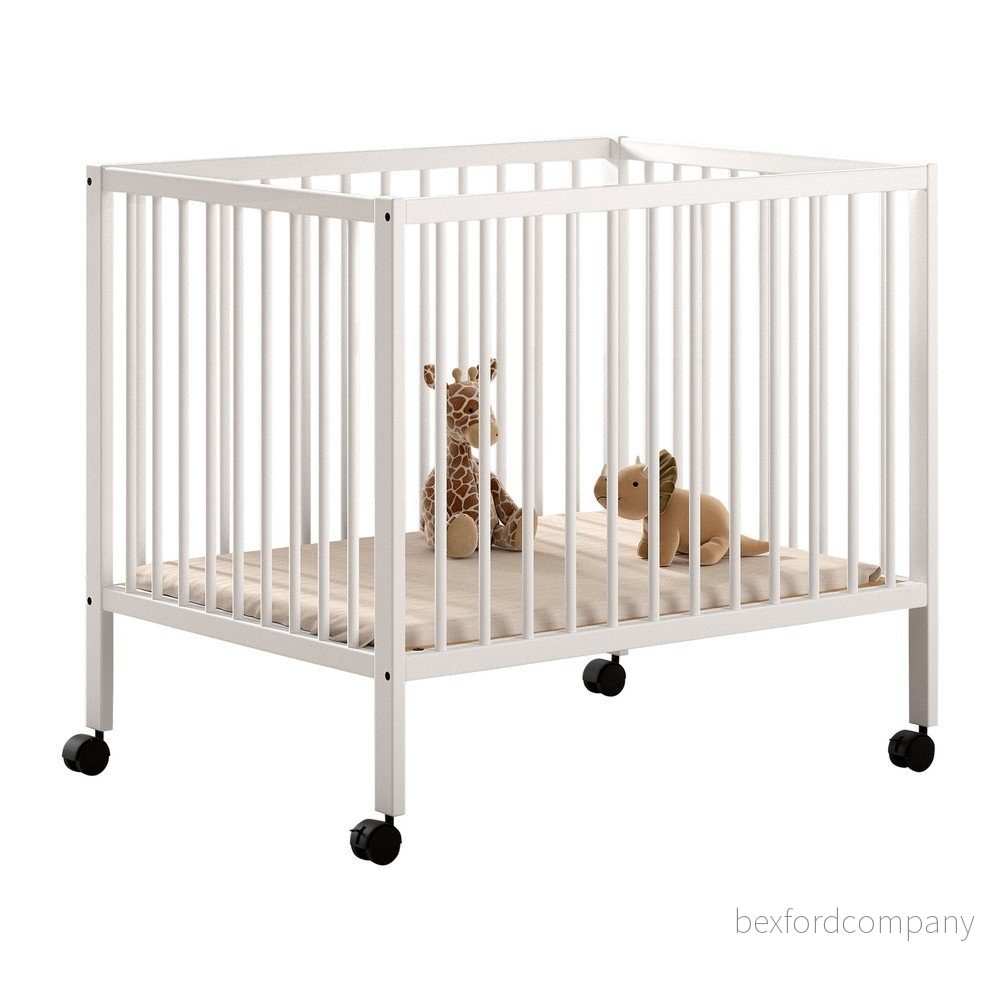 Bílá dětská ohrádka z bukového dřeva s nastavitelnou výškou/na kolečkách 95×75 cm Dino – Vipack v:1795460