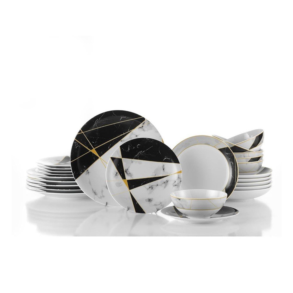 24dílná sada porcelánového nádobí Kütahya Porselen Black&White v:1405465