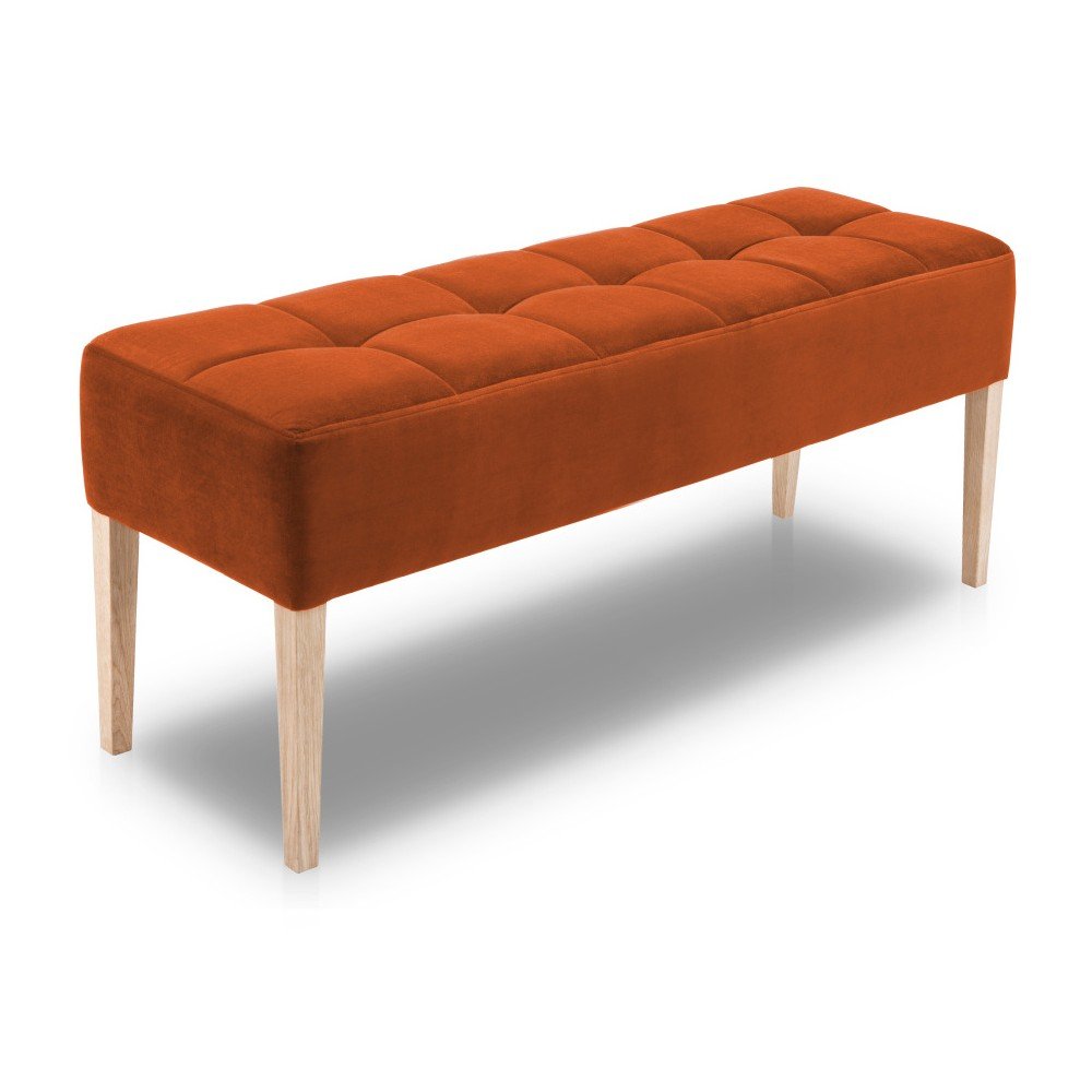Oranžová lavice s dubovými nohami Mossø Hattu, délka 132 cm v:1146420