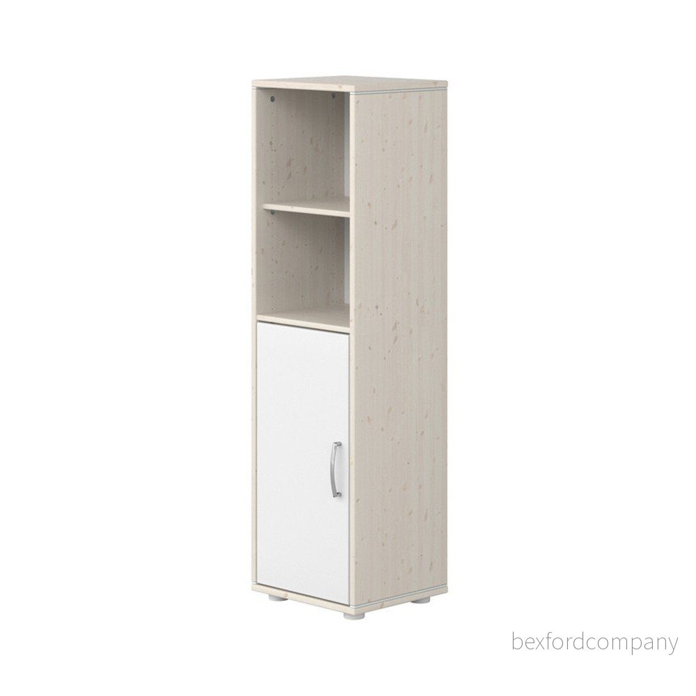 Bílá dětská skříňka s lakovanými dvířky z borovicového dřeva Flexa Classic, výška 133 cm v:1300686
