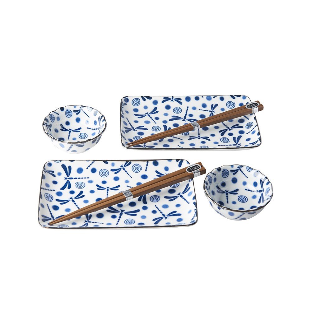 6dílný set modro-bílého keramického nádobí na sushi MIJ Blue Dragonfly v:1434205