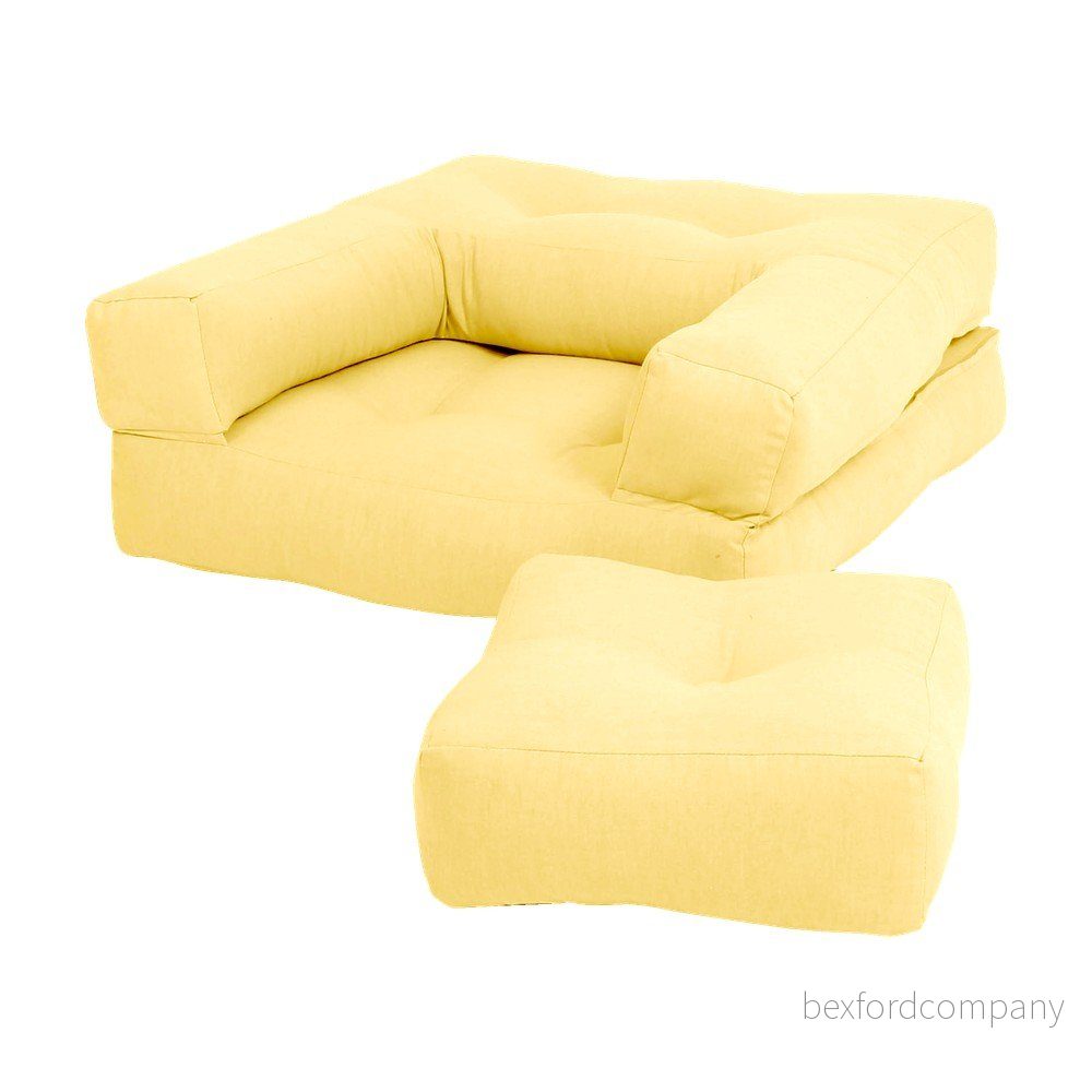 Dětské rozkládací křesílko s taburetkou Karup Design Mini Cube Yellow v:1081318