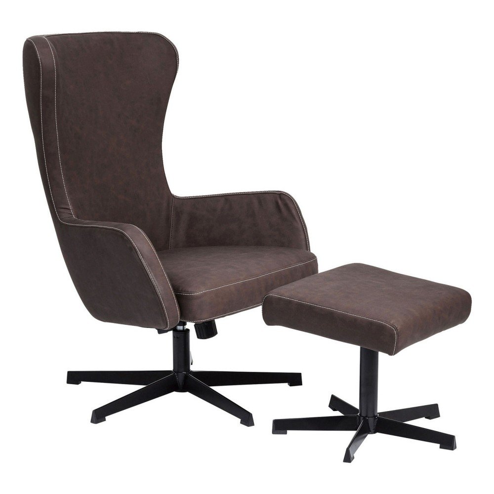 Set hnědého otočného křesla a podnožky Kare Design Montana v:982390