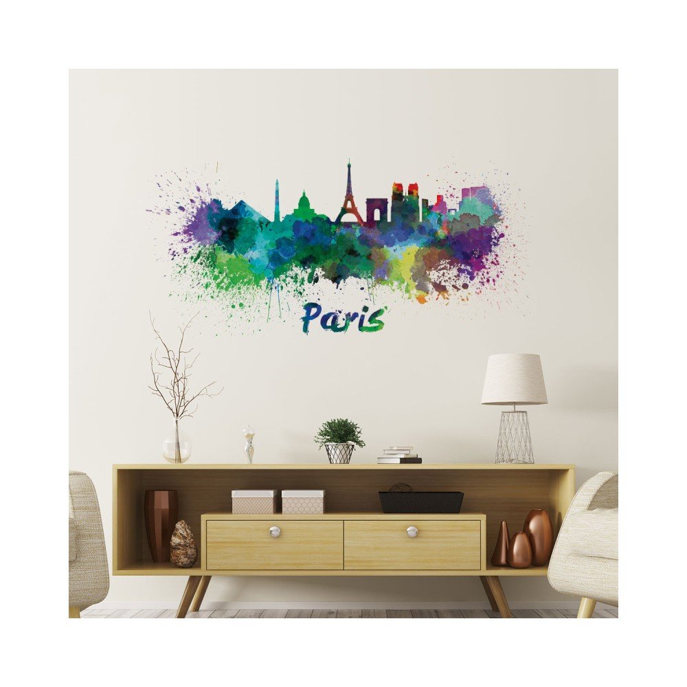 Nástěnná samolepka Ambiance Wall Decal Paris Design Watercolor, 40 x 85 cm v:1204650
