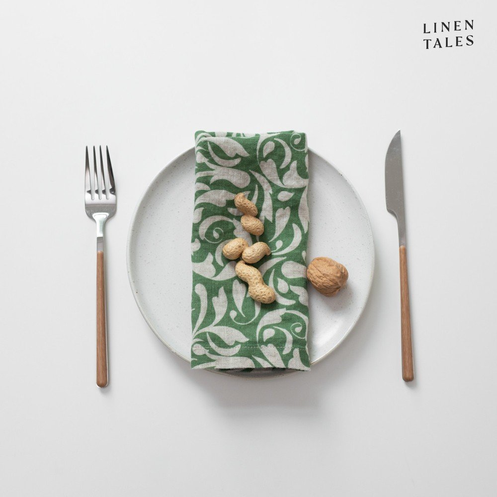 Lněný ubrousek 40x40 cm Evergreen Damask – Linen Tales v:1806060