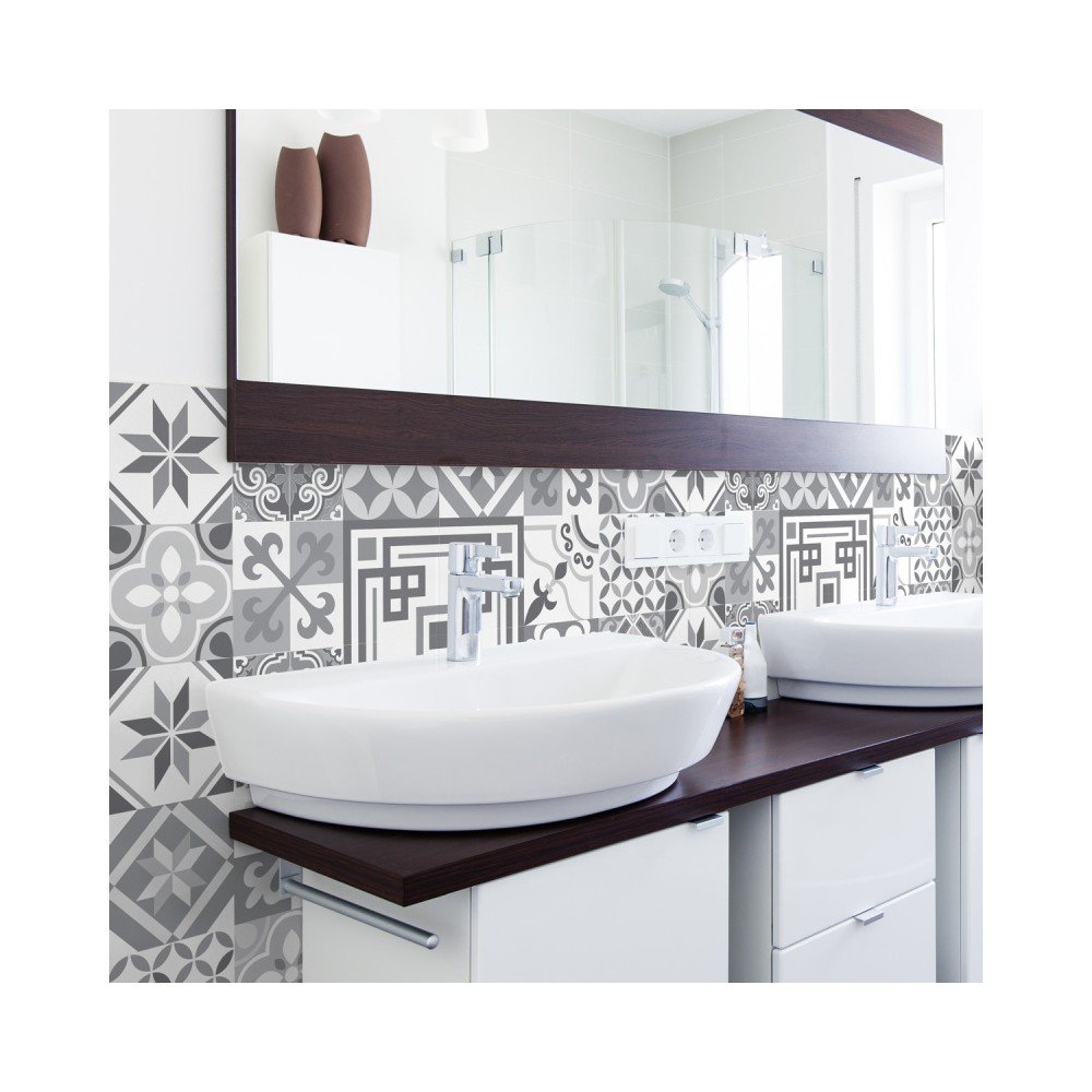 Sada 30 nástěnných samolepek Ambiance Wall Stickers Cement Tiles Azulejos Marco, 10 x 10 cm v:1204568