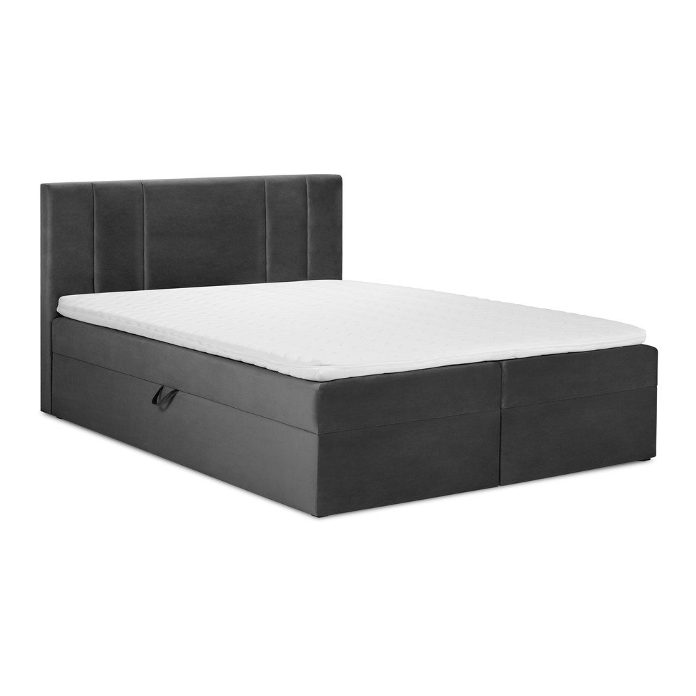Tmavě šedá boxspring postel s úložným prostorem 200x200 cm Afra – Mazzini Beds v:1420867