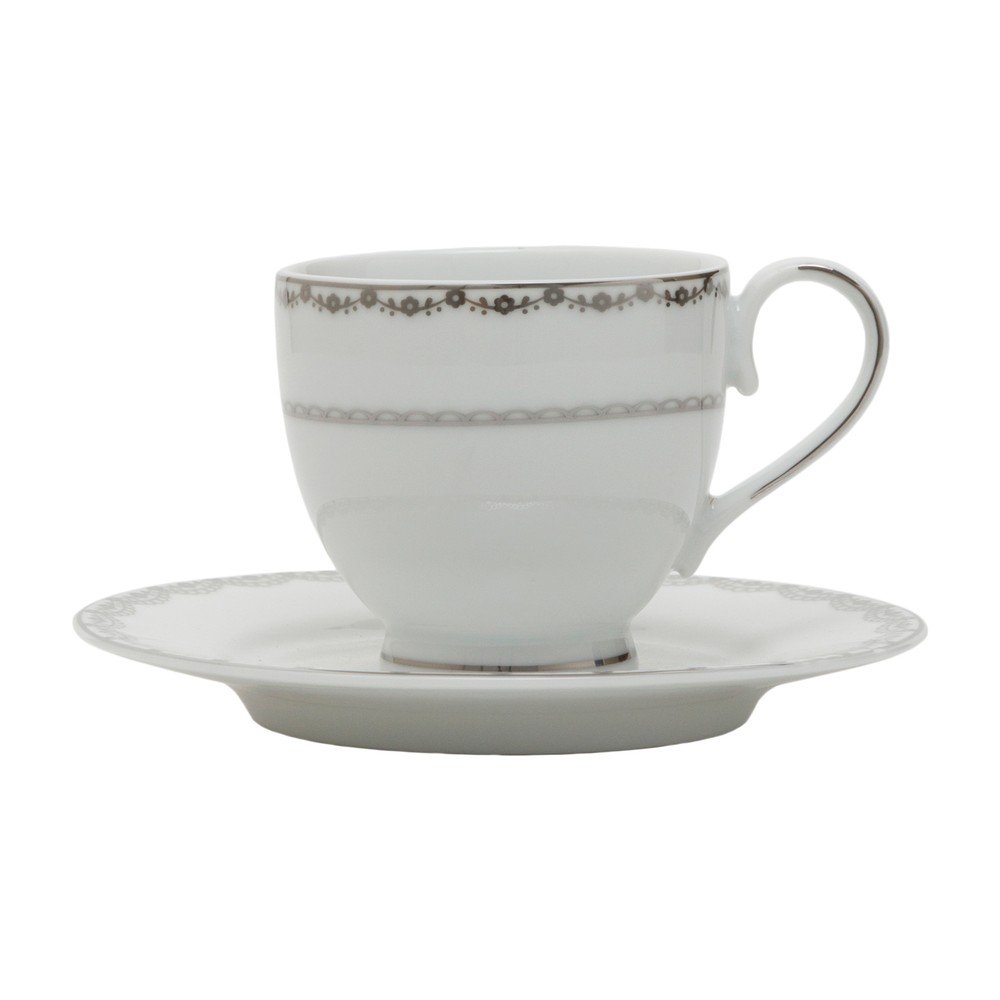 Sada 6 porcelánových hrnků na čaj s podšálky Kasanova Varberg Platinum v:1203068