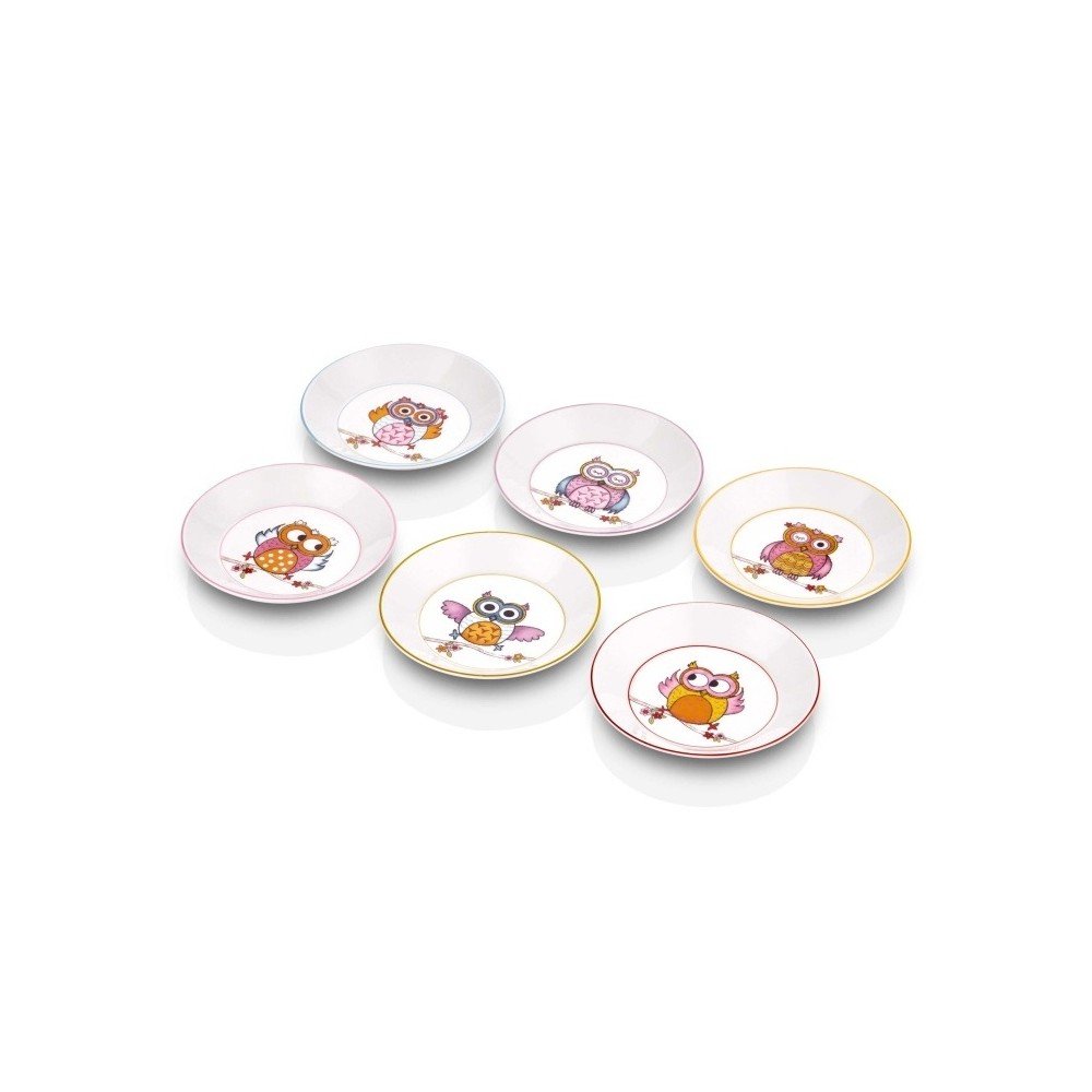 Sada 6 servírovacích talířků z kostního porcelánu The Mia Owl Tea v:1150954