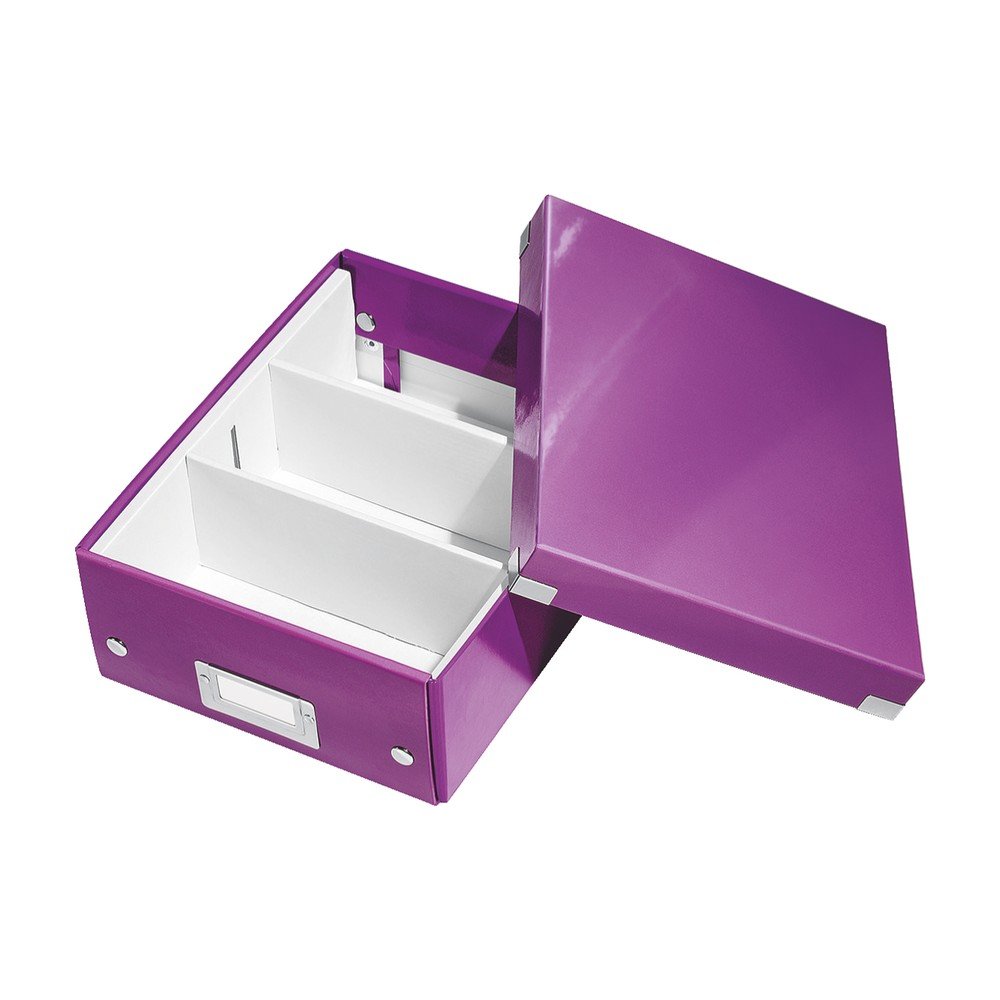 Fialový kartonový úložný box s víkem Click&Store v:1369813