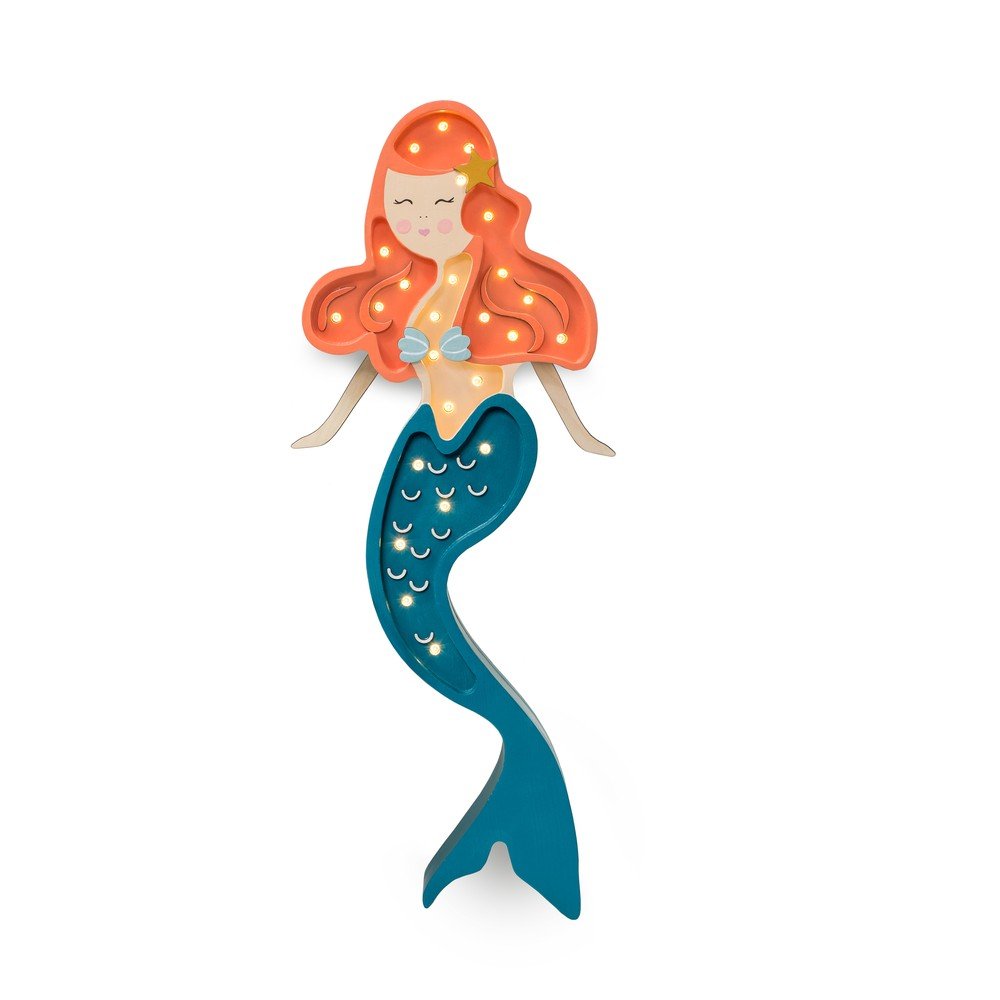 Stolní lampa z borovicového dřeva Little Lights Mermaid, výška 51 cm v:1444888