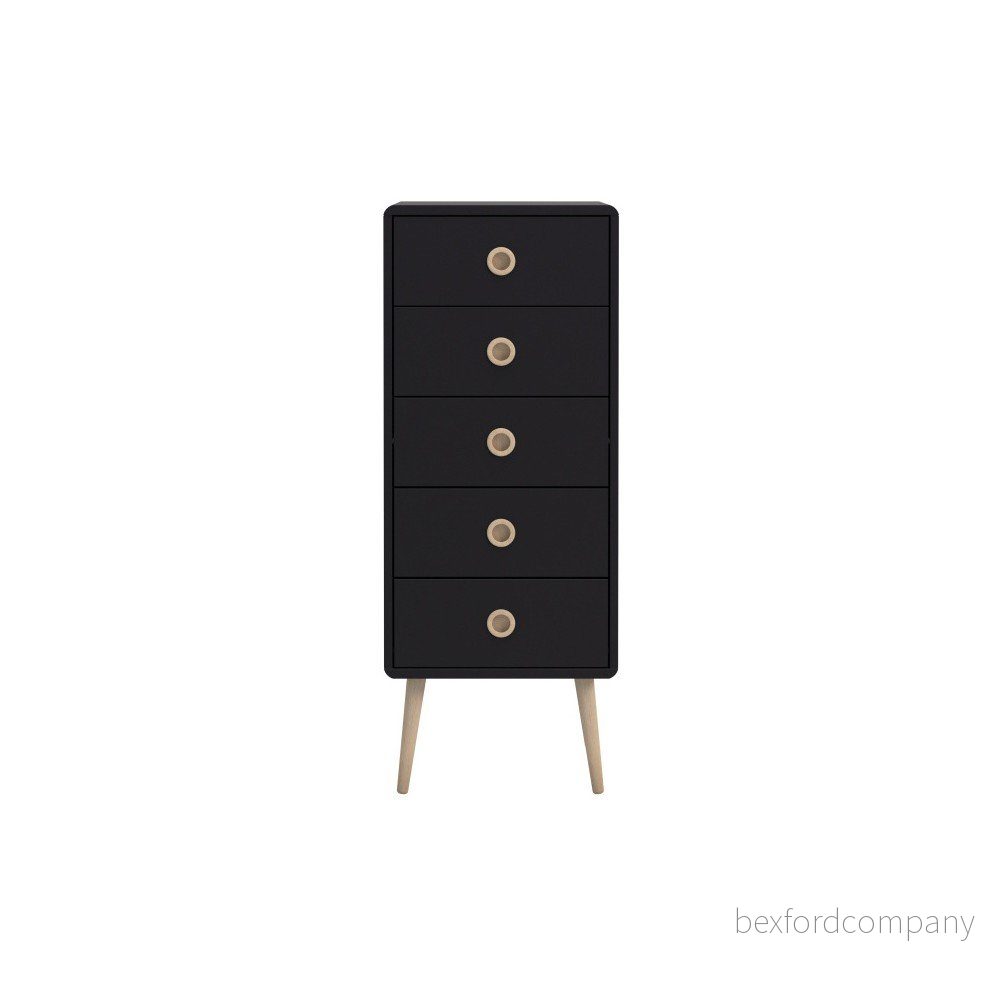 Černá komoda s 5 zásuvkami Steens Soft Line v:1278892