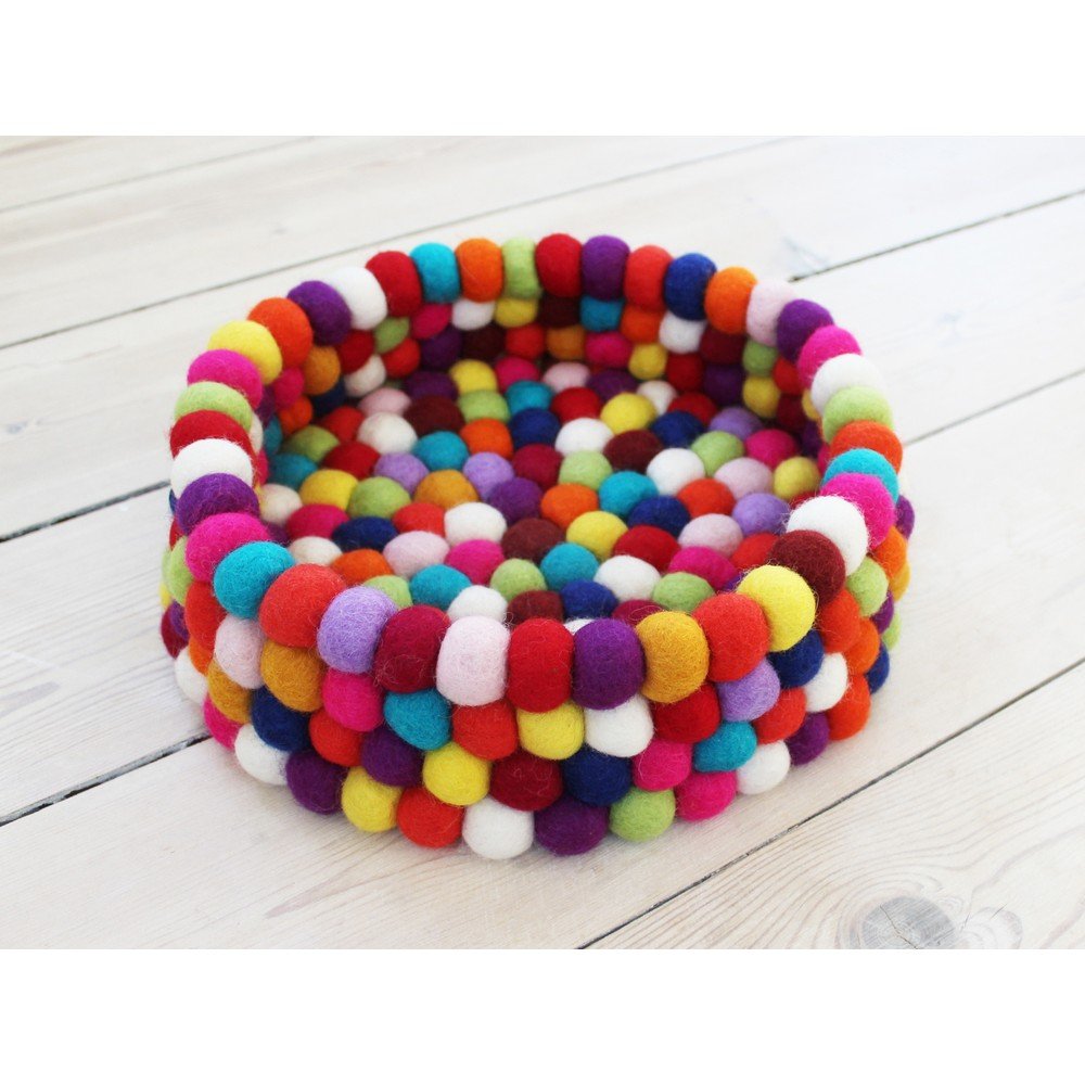 Tmavě červený kuličkový vlněný úložný košík Wooldot Ball Basket, ⌀ 28 cm v:1341075