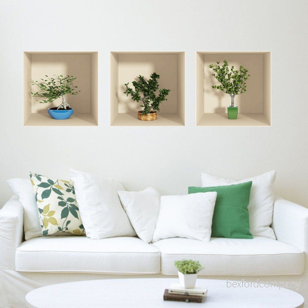 Sada 3 samolepek s 3D efektem Ambiance Small Trees v:737872