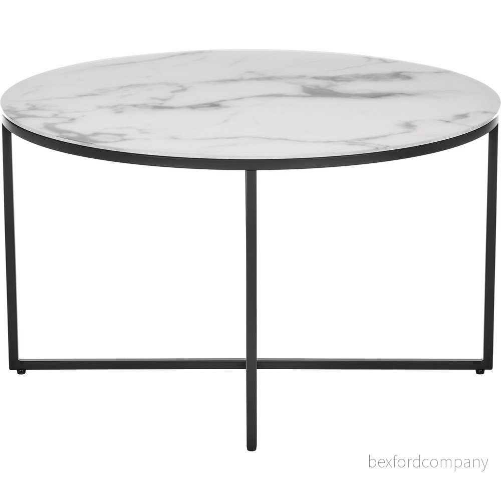 Konferenční stolek s podnožím v černém dekoru Westwing Collection Antigua, ø 80 cm v:1446094