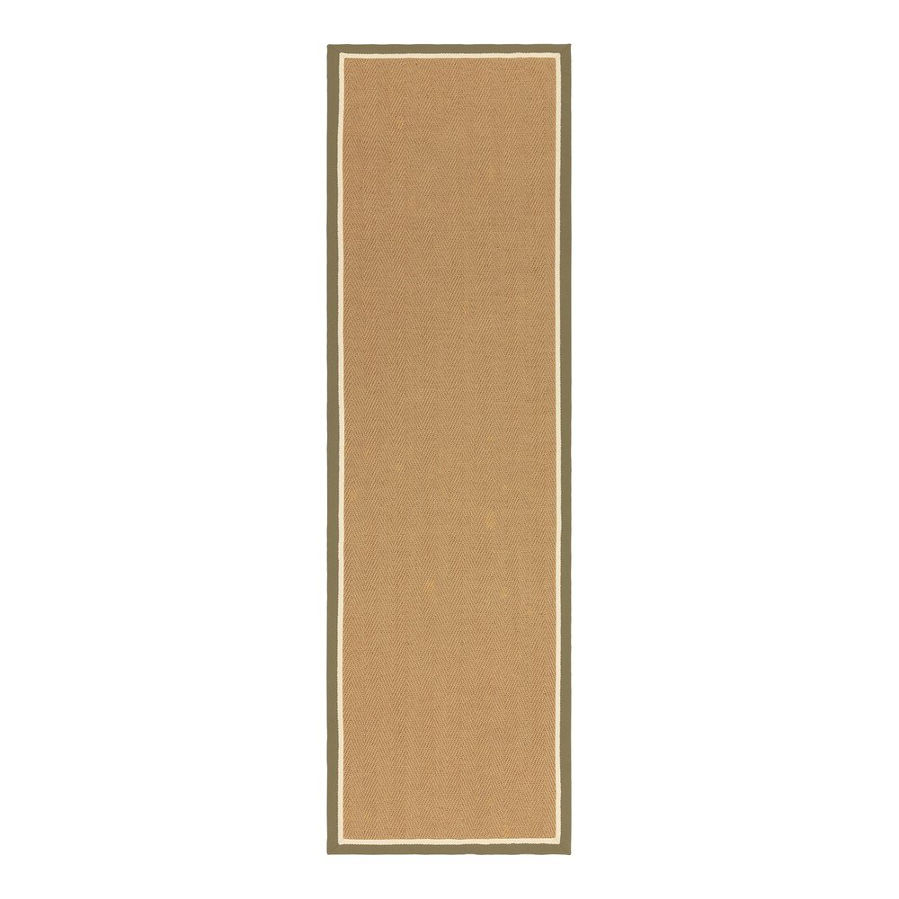 Khaki/v přírodní barvě oboustranný/ručně tkaný jutový běhoun 68x240 cm Bordo Herringbone Khaki – Asiatic Carpets v:1821560