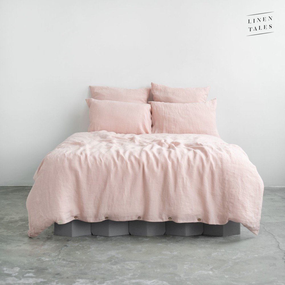 Světle růžový lněný povlak na peřinu na dvoulůžko 200x200 cm Misty Rose – Linen Tales v:1453294