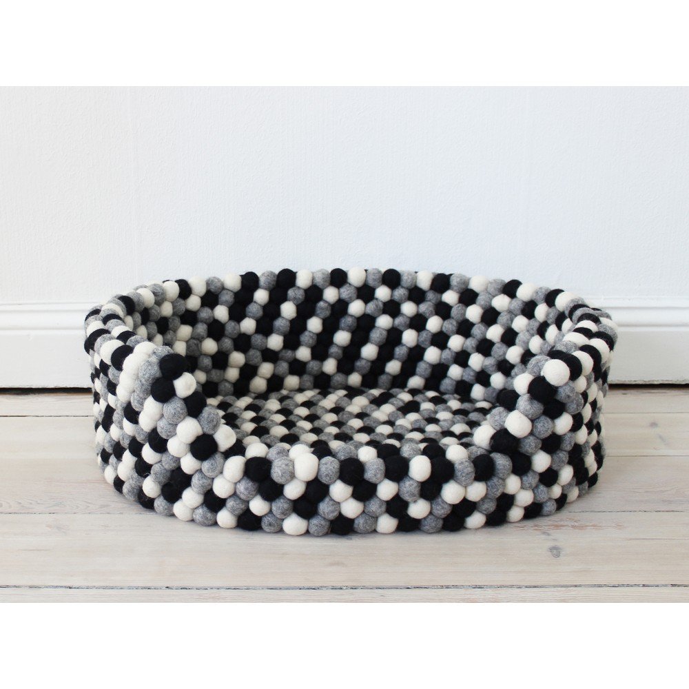 Černo-bílý kuličkový vlněný pelíšek pro domácí zvířata Wooldot Ball Pet Basket, 60 x 40 cm v:1341195