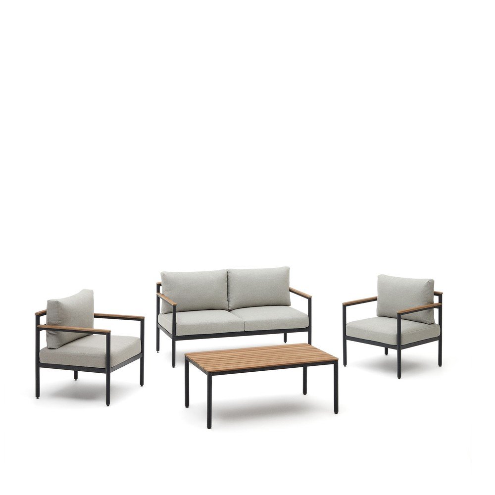 Světle šedý hliníkový zahradní lounge set pro 4 Aiguafreda – Kave Home v:1587834