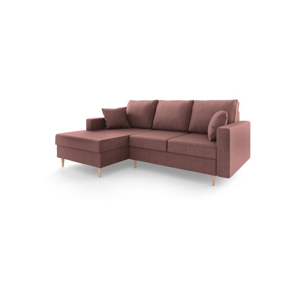 Světle vínová rozkládací pohovka s úložným prostorem Mazzini Sofas Aubrieta, levý roh v:1269876