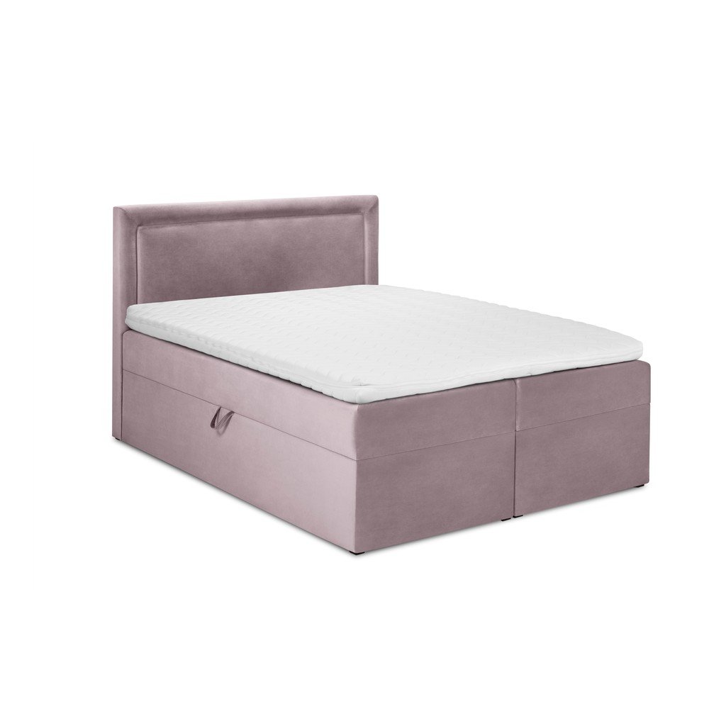 Růžová sametová dvoulůžková postel Mazzini Beds Yucca, 160 x 200 cm v:1359987