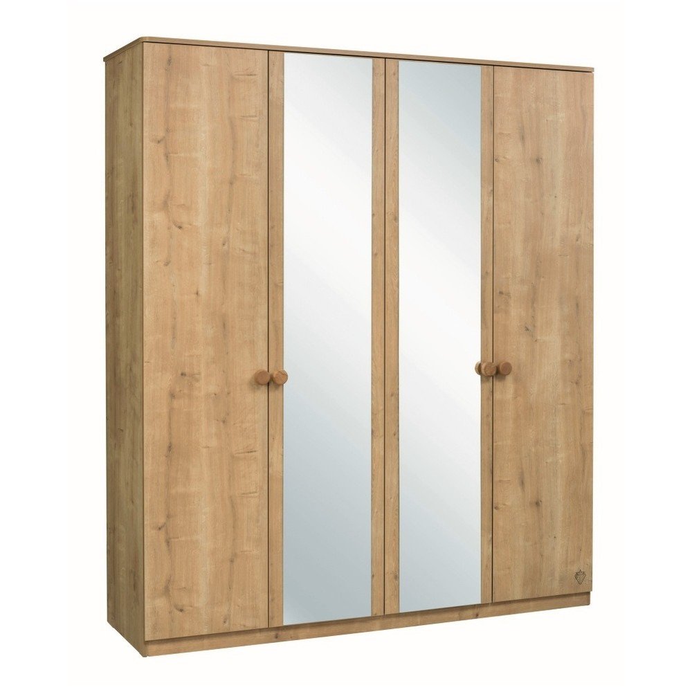 Šatní skříň s 2 zrcadly Mocha 4 Doors Wardrobe v:1207854