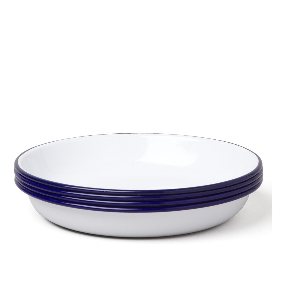 Sada 4 modro-bílých smaltovaných polévkových talířů Falcon Enamelware v:889274