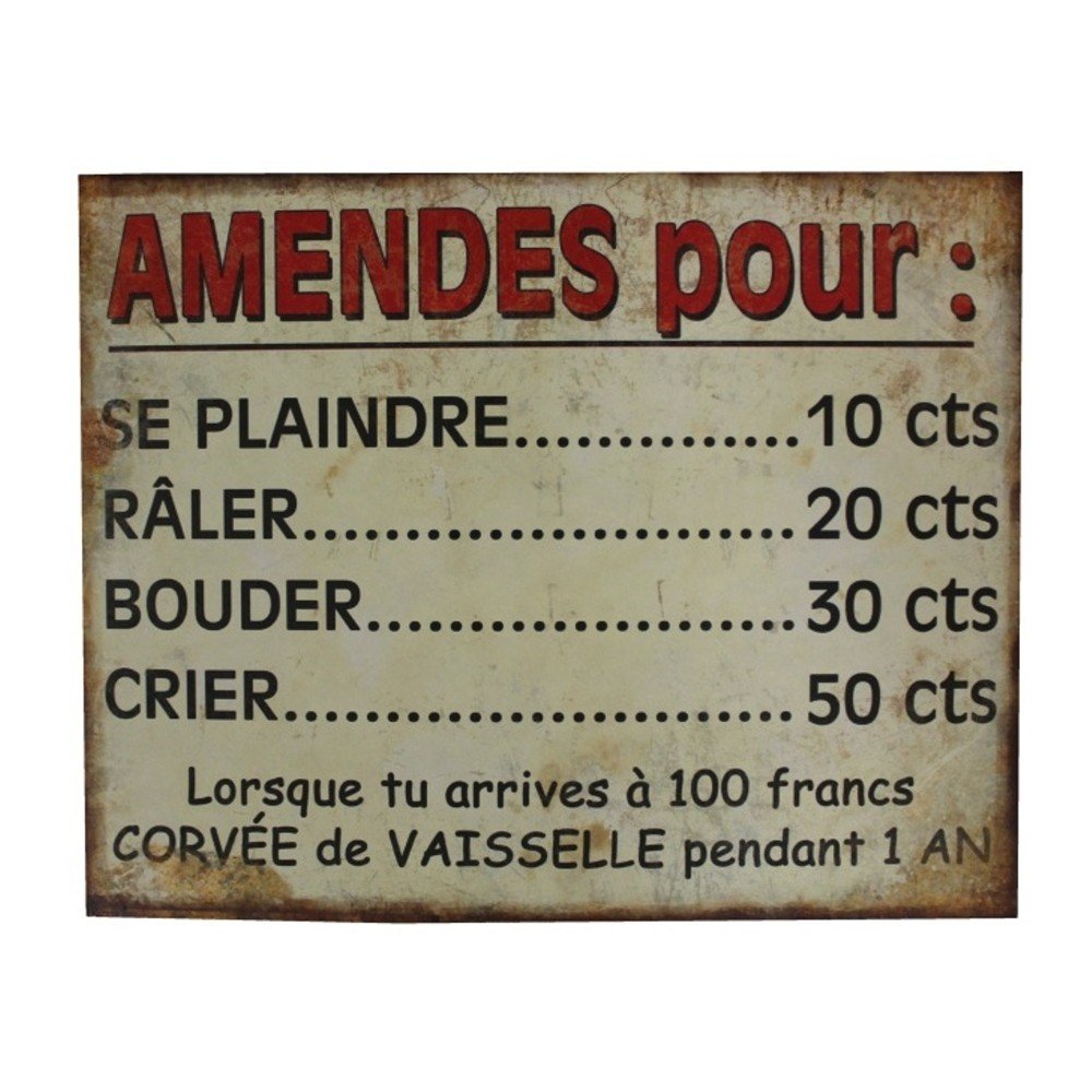 Plechová cedule Antic Line Amendes Pour v:772988