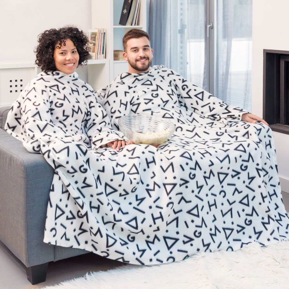 Bílá dvojitá deka s rukávy InnovaGoods Snug Symbols Twin v:1219254