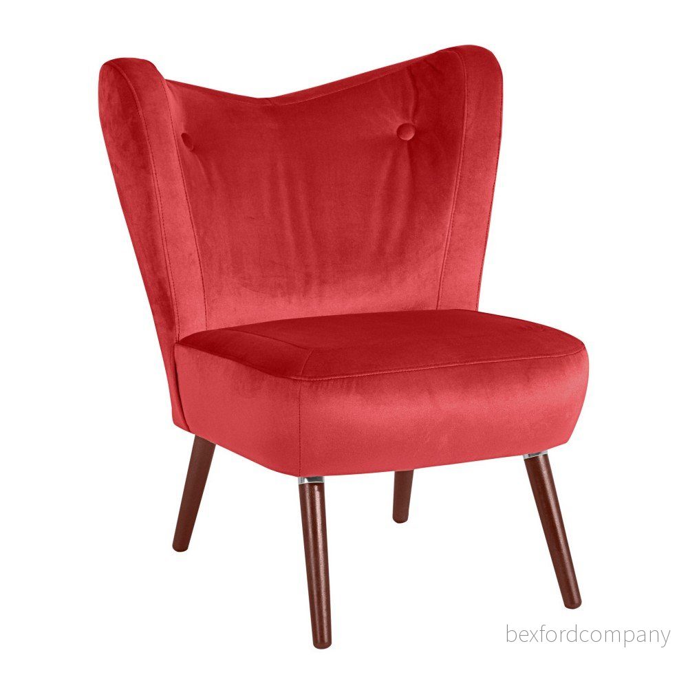 Červené křeslo Max Winzer Sari Velvet v:913390