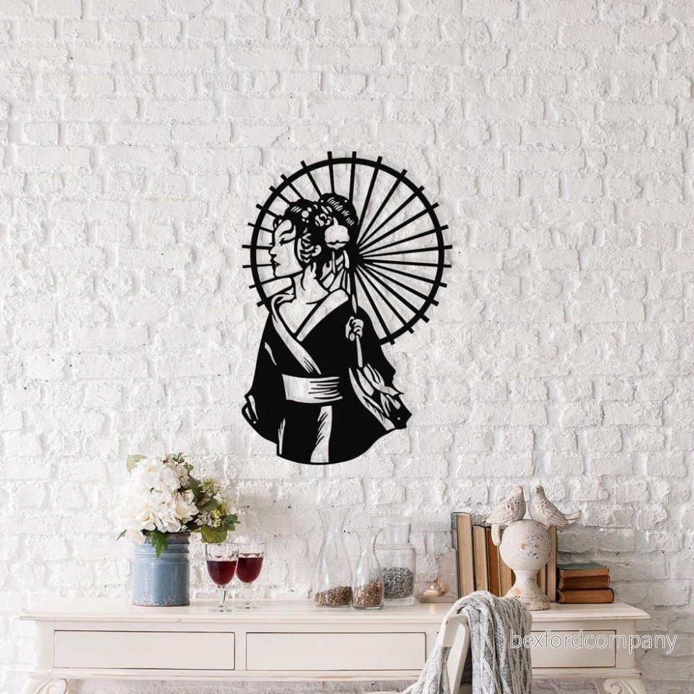 Černá kovová nástěnná dekorace Geisha, 35 x 52 cm v:1246338