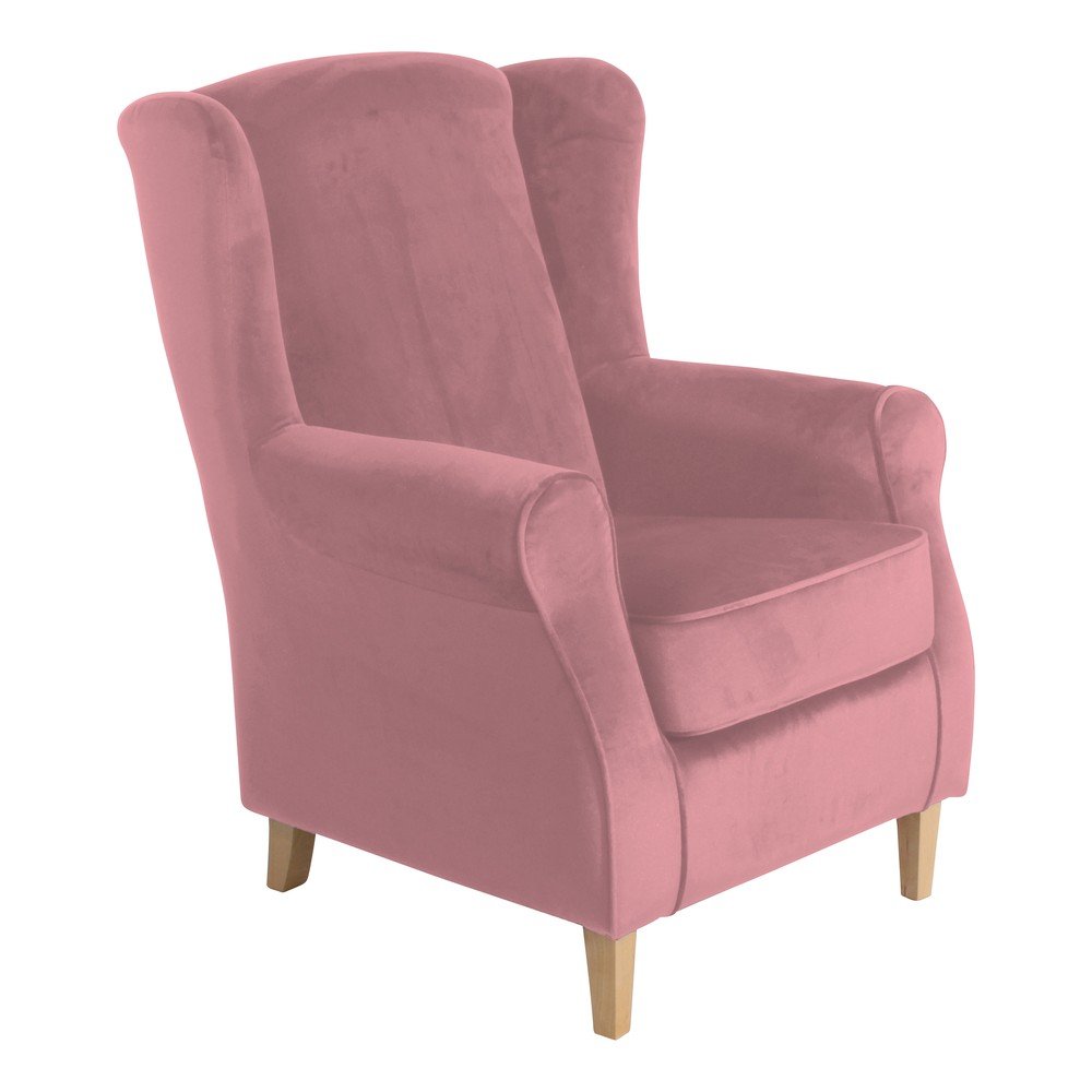 Růžové křeslo ušák Max Winzer Lorris Velour Rose v:1056036