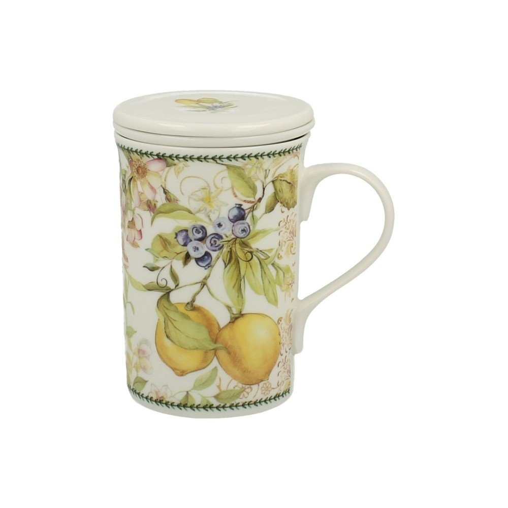 Porcelánový hrnek s filtrem s motivem květin Duo Gift Lemon, 300 ml v:1004554