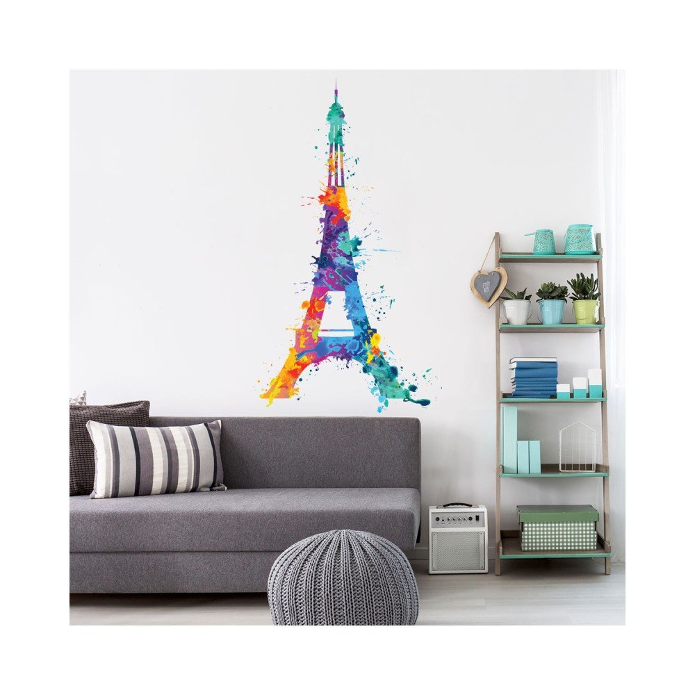 Nástěnná samolepka Ambiance Wall Decal Eiffel Tower Design Watercolor, 105 x 60 cm v:1204644