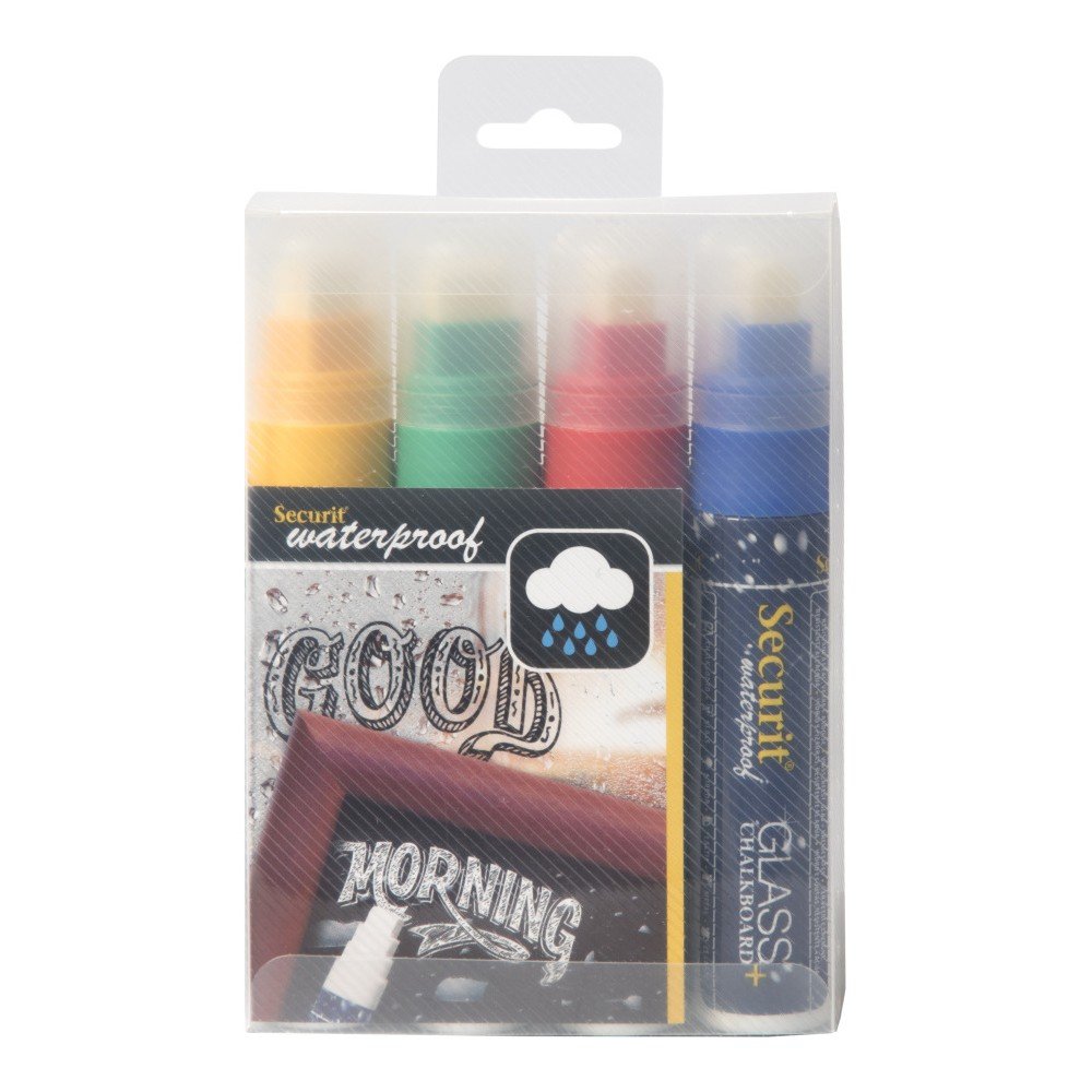 Sada 4 voděodolných křídových popisovačů Securit® Large Waterproof Chalkmarker Coloured v:1108764