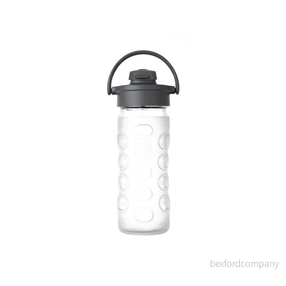 Skleněná lahev na vodu se silikonovým chráničem Lifefactory Flip Transparent, 350 ml v:877046