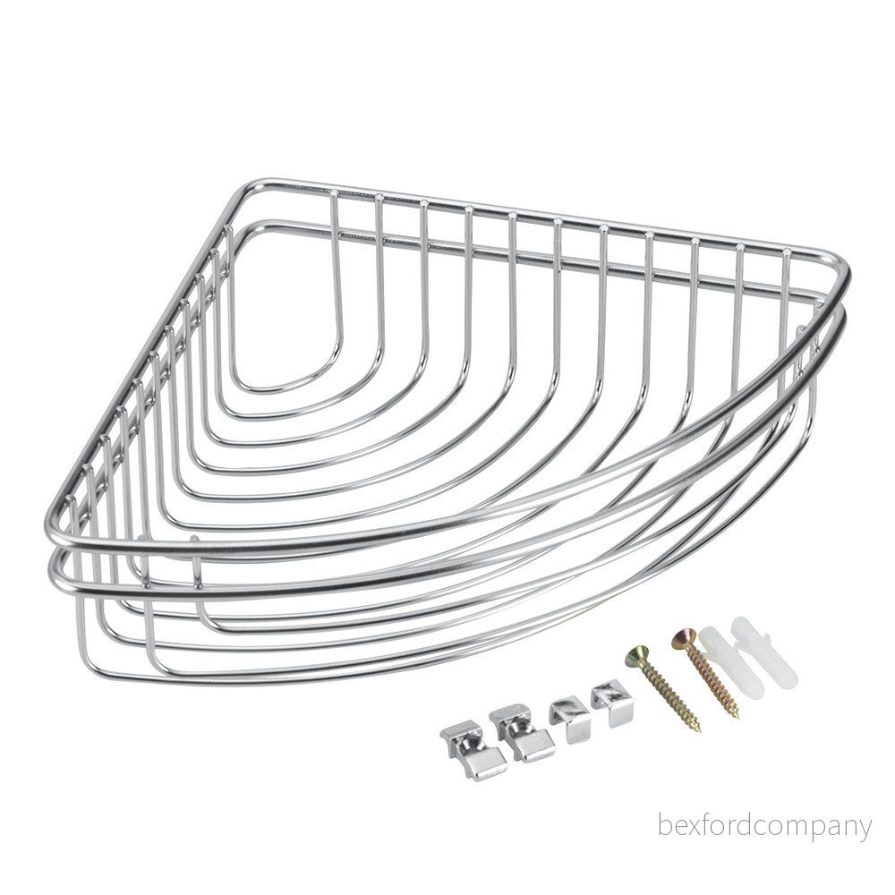 Rohový koupelnový košík z nerezové oceli Metaltex Cuba v:1047990