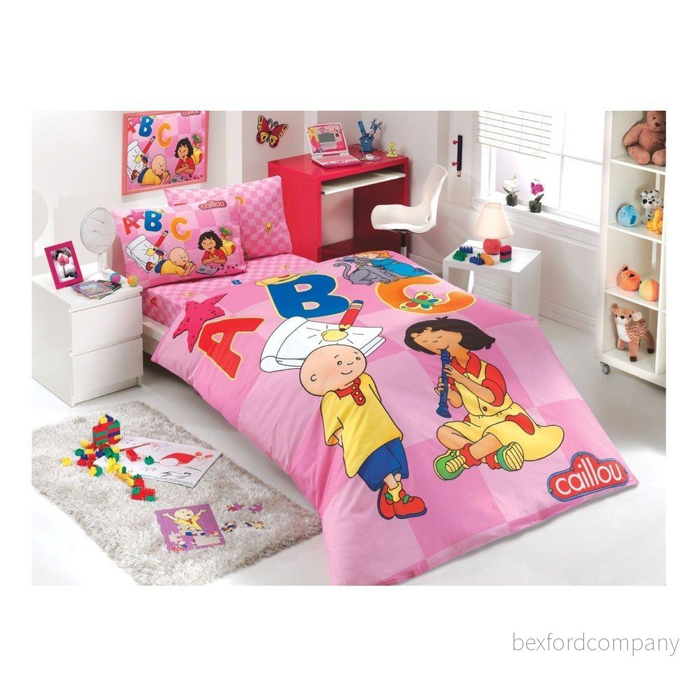 Růžové bavlněné povlečení s prostěradlem Caillou, 160 x 220 cm v:706028