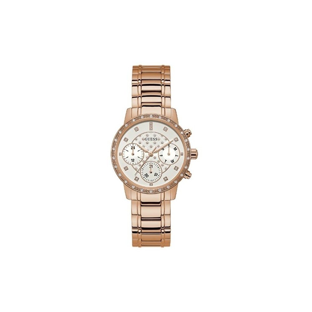 Dámské hodinky v růžovozlaté barvě s páskem z nerezové oceli Guess W1022L3 v:1266974