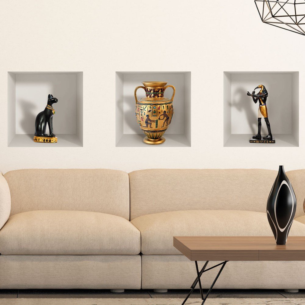 Sada 3 3D samolepek na zeď Ambiance Egyptian Statuettes v:1293952