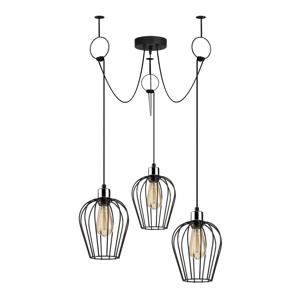 Černé závěsné svítidlo pro 3 žárovky Opviq lights Tel Chain v:1333108