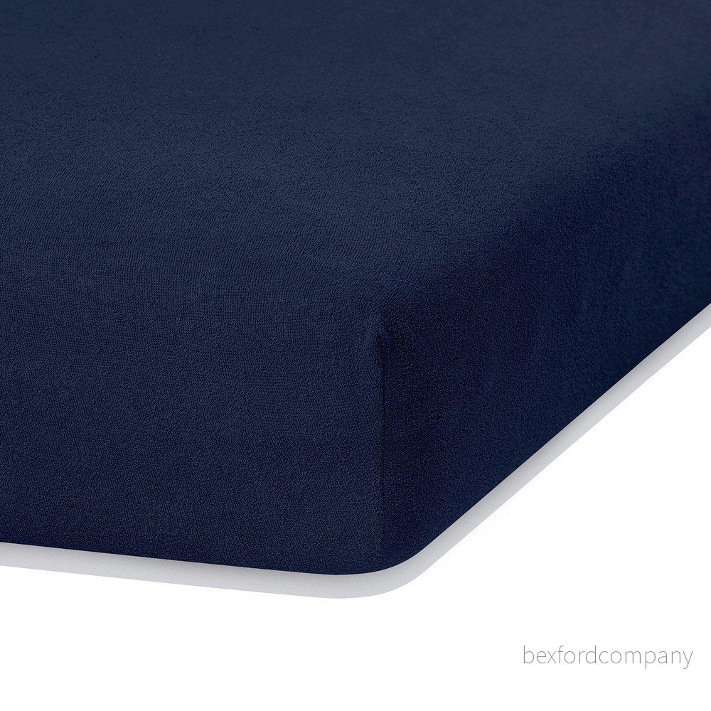 Námořnicky modré elastické prostěradlo s vysokým podílem bavlny AmeliaHome Ruby, 100/120 x 200 cm v:1279418