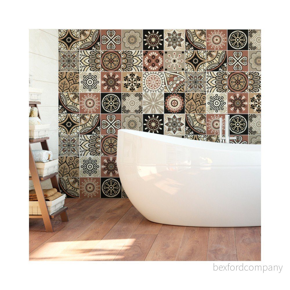Sada 24 nástěnných samolepek Ambiance Wall Stickers Tiles Piura, 15 x 15 cm v:1204540