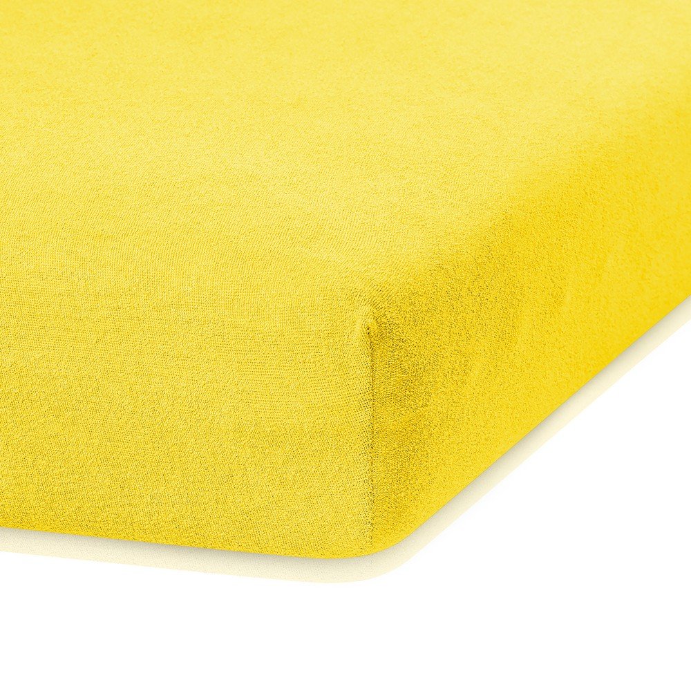 Tmavě žluté elastické prostěradlo s vysokým podílem bavlny AmeliaHome Ruby, 100/120 x 200 cm v:1279538
