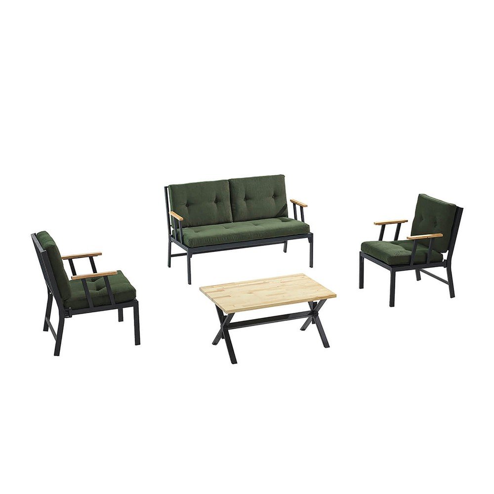Tmavě zelený zahradní lounge set pro 4 Lotus – Floriane Garden v:1541098